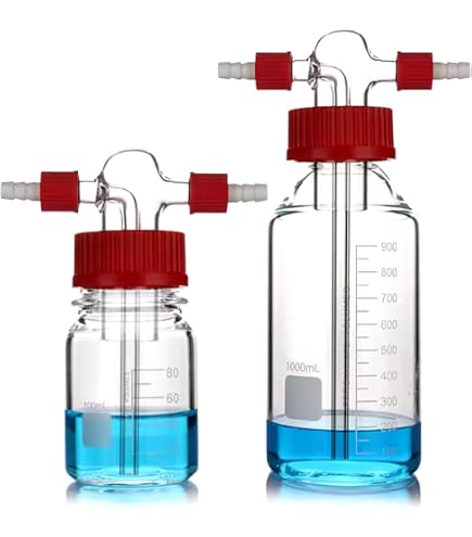 Stonylab Bouteille Lavage Gaz Verre Borosilicaté 500 Ml GL45 – Labo Chimie Avec Raccord 8 Mm