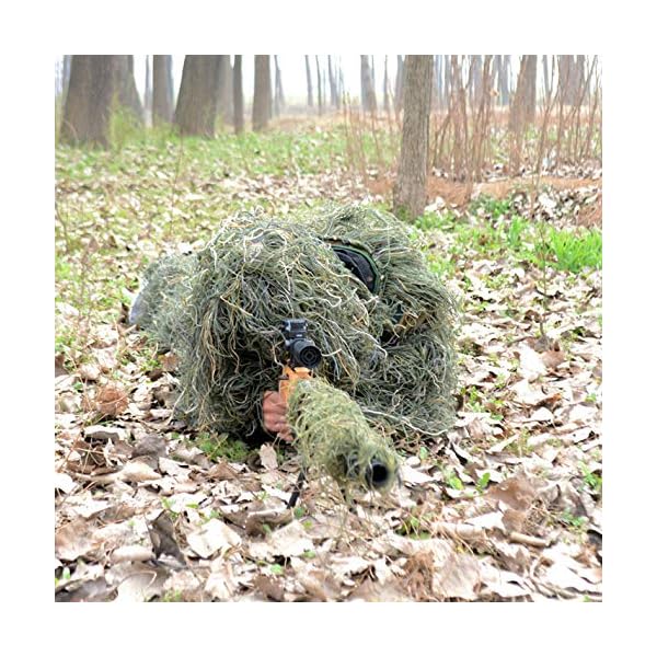 DONG 3D Tarnanzug Ghillie Suit Kind Waldland Camouflage Paintball, Fotografie Der Wild LebendenTiere,Green-OneSize – Bild 8
