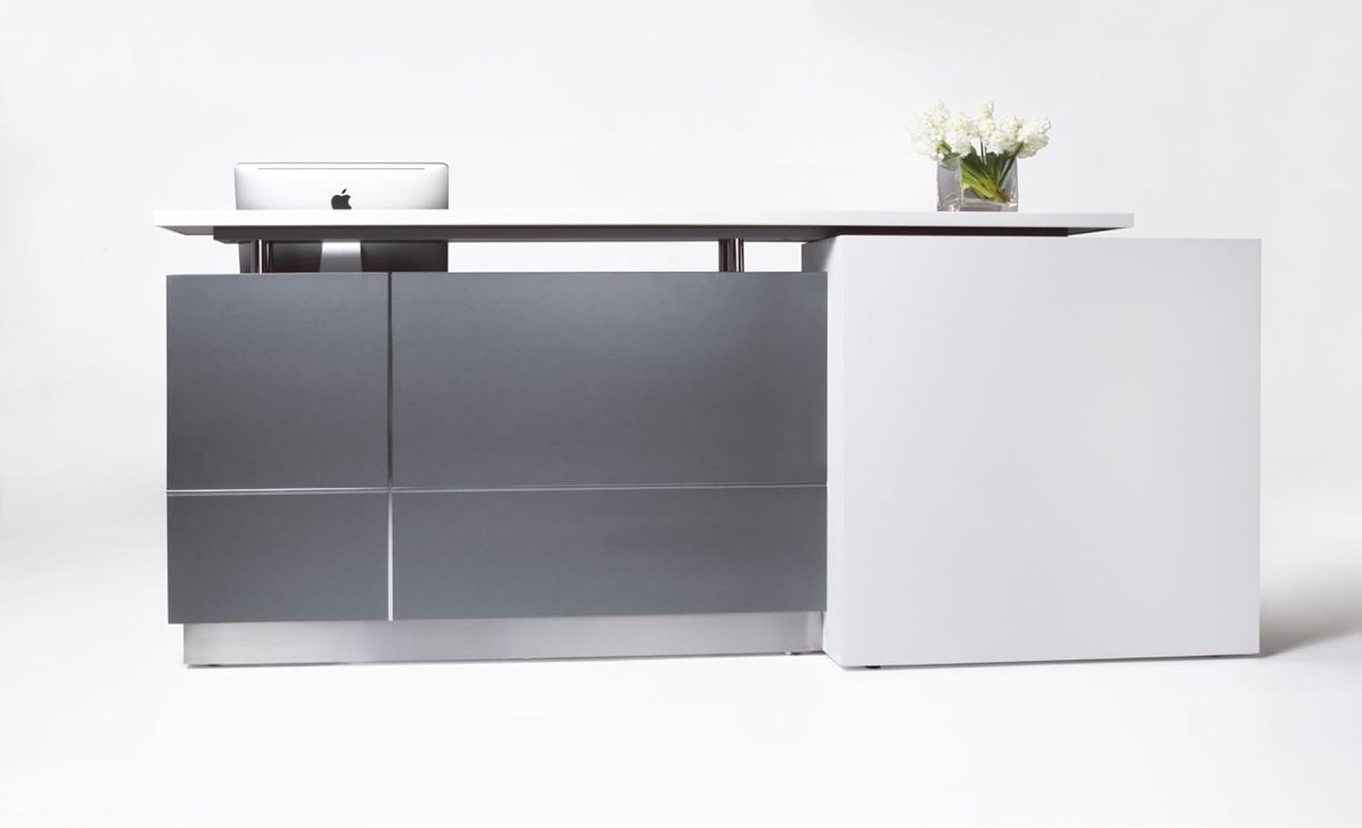 Modern Reception Desk (98") with White Quartz Stone Counter-TOP: Kitchen & Dining