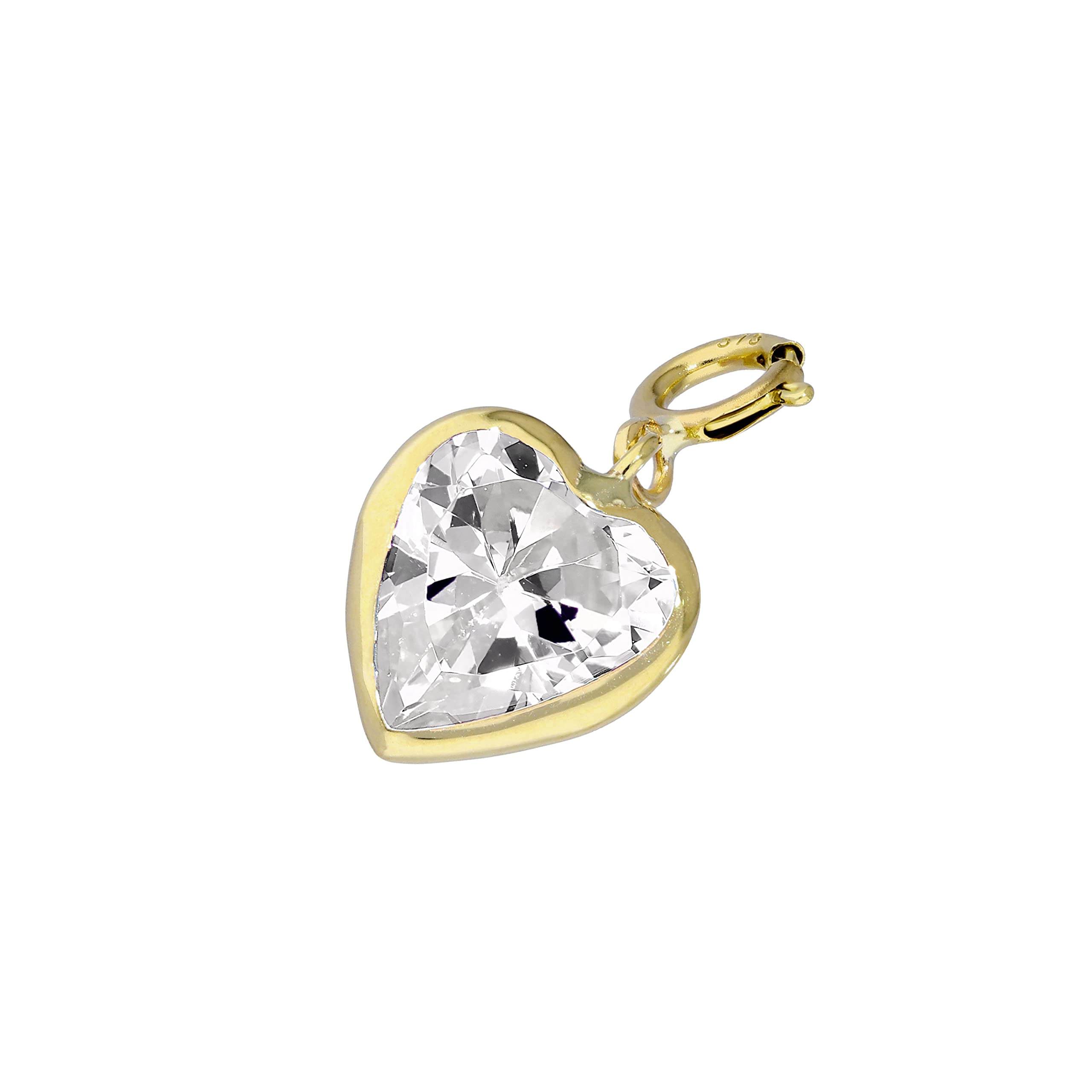 jewellerybox 9ct Gold & Clear CZ Heart Clip on Charm