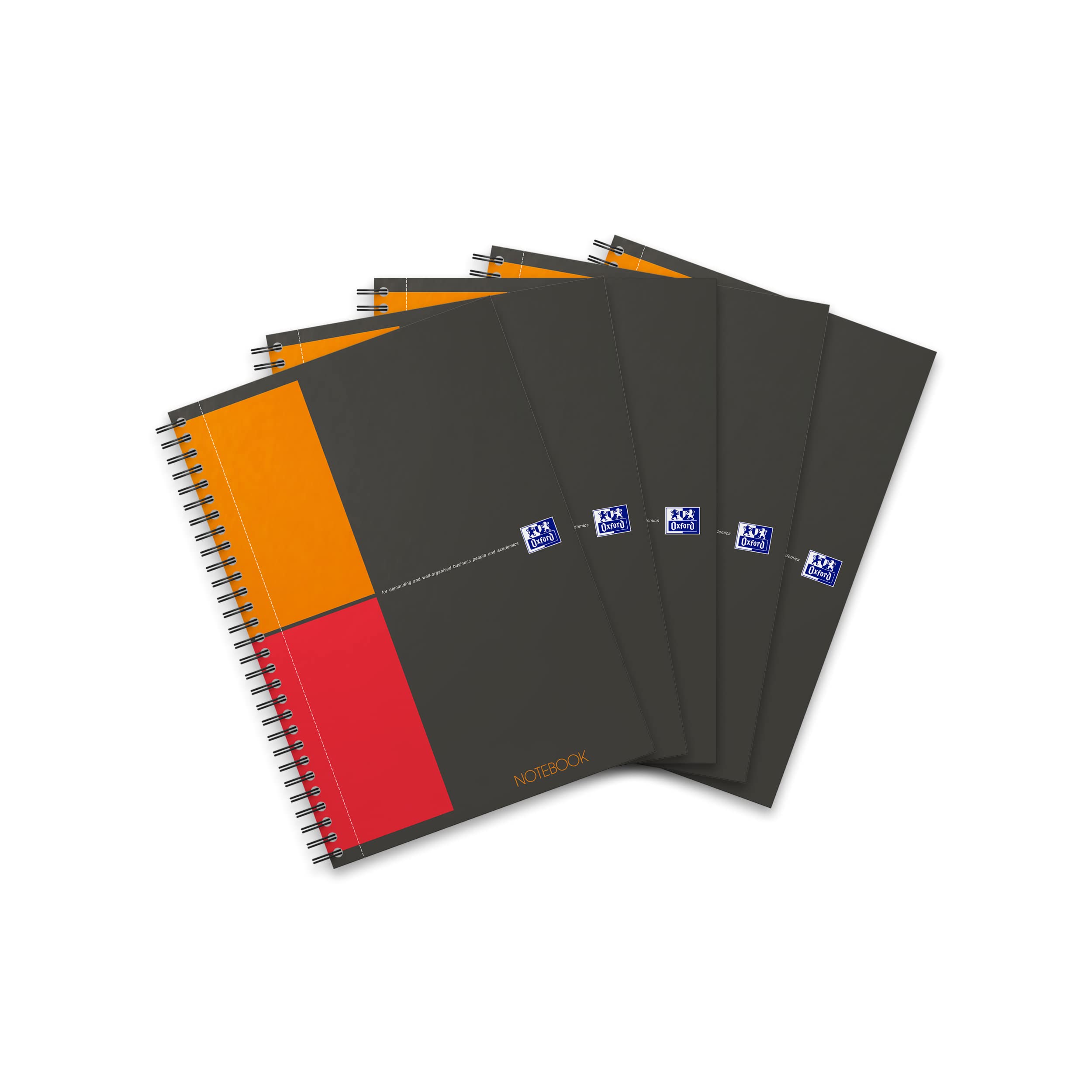 Oxford Notebook International B5, Squared, 160 Pages, Sturdy Cardboard Cover, Pack of 5