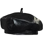 Chiclinco PU Leather French Berets Hats, 8 Panel Beret Caps Fashion Artist Painter Cap for Women