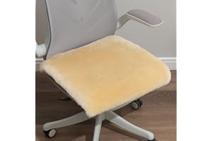 LLB Sheepskin Chair Covers Office Chair Cushion Dining Room Chair Pads Desk Chair Seat Cushion for Computer Chair Fur Area Rugs for Living Room 19x19 Inch (Pack of 1), Shearling Pearl