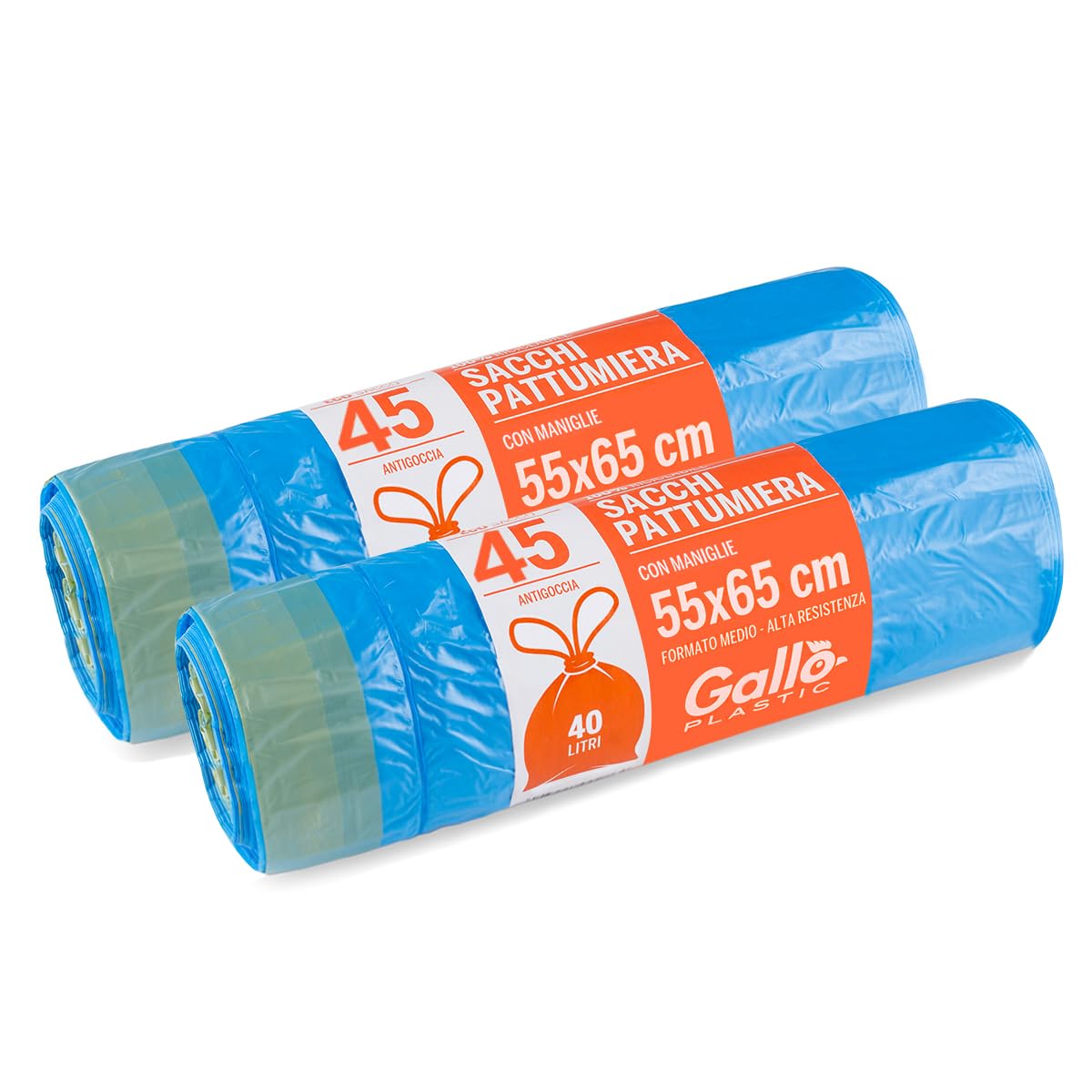 Gallo Trash Bags, Self-locking handles, Azure, M