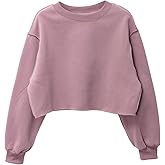 Amazhiyu Women Cropped Sweatshirt Long Sleeves Pullover Fleece Crop Tops