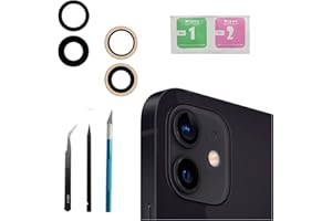 PEIXIONG 2 Pcs/set 12/12 Mini Rear Camera Lens Replacement for iPhone 12 / iPhone 12 Mini, Anti-Lens Scratch & Waterproof, Back Glass Camera Lens Cover Replacement with Pre-Installed Adhesive + Repair Tool Kit