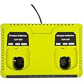 Ryobi 2Port P117 Dual Chemistry 18V Battery Charger - Fast Charger for Ryobi 18V Max Lithium NiCd Battery