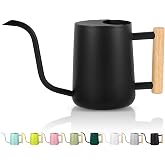 GUKJOB Plant Watering Can,35oz Metal Watering Can,Stainless Steel Indoor Plants with Long Curved Spout,Small Bonsai Outdoor Garden Modern Decorative(Black)