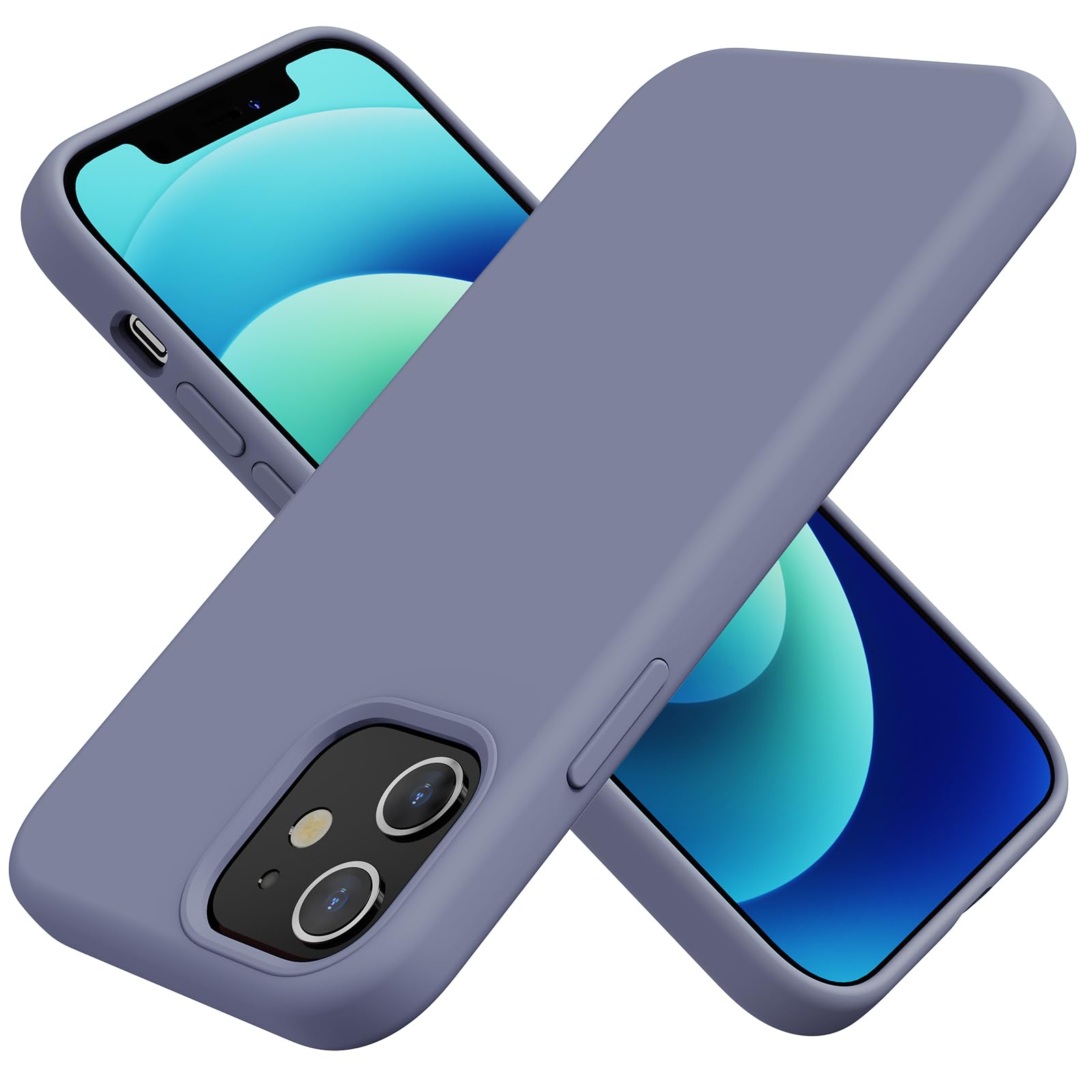 TAXXOE Silicone Case Compatible with iPhone 12 Case/12 pro case Soft Ultra Slim Protective Shockproof Liquid Silicone Phone Case,Anti-Scratch Microfiber Lining, 6.1" Lavender — image 1