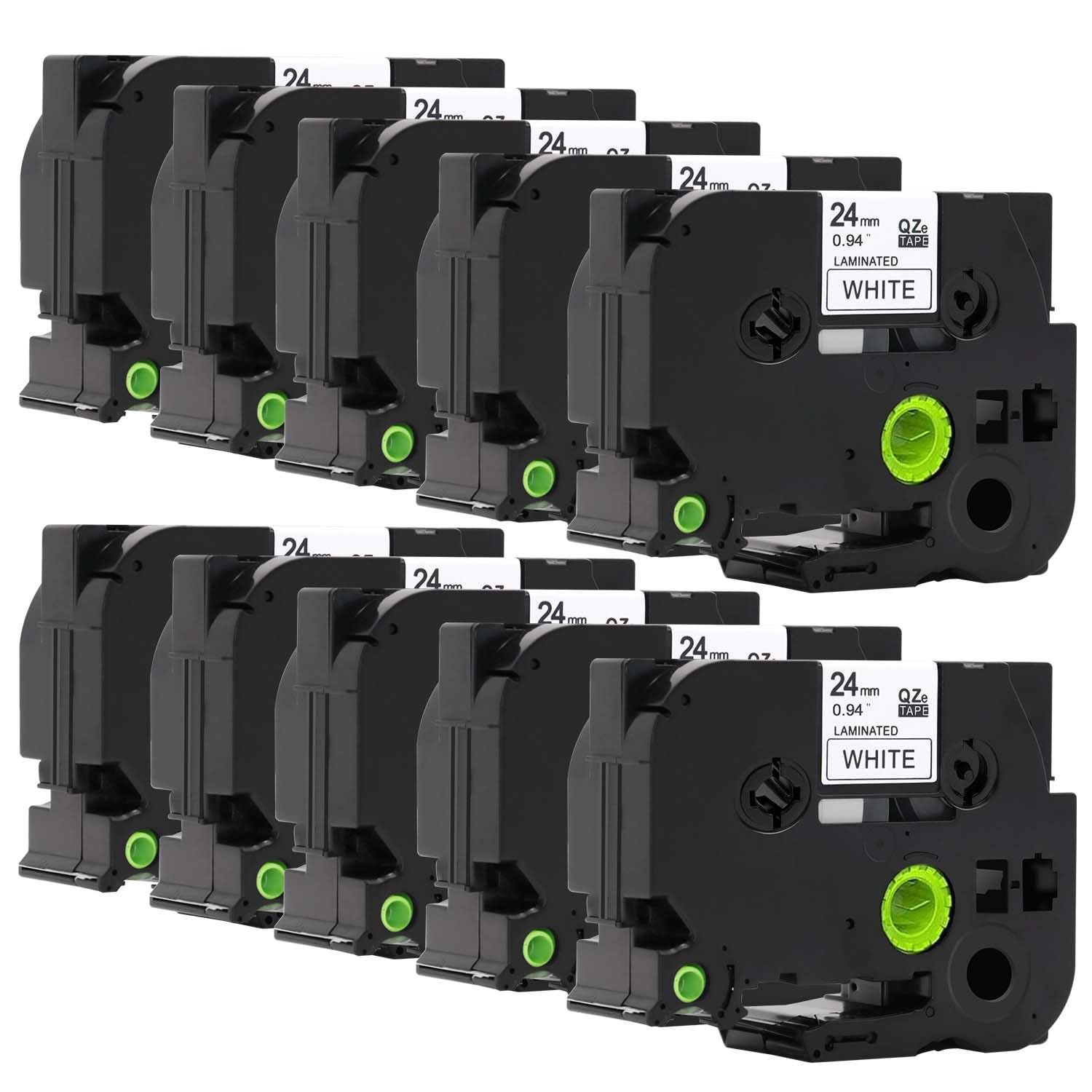 TZe-251 Black on White 24mm x 8m Compatible with Brother Equipment Tape for Applicable Models: Brother PT-E500VP, PT-D600VP, PT-P700, PT-P750W, P900W, PT-P900W, PT-P950NW, 10pack — image 1
