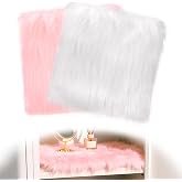 2 Pcs Locker Decor Rug for Middle ＆ High School Girls, 12"x12", Pink, White | Cosweet Non Skid Backing, Locker Accessories, Soft Fluffy Area Carpet, Aesthetic Nail Photography Props
