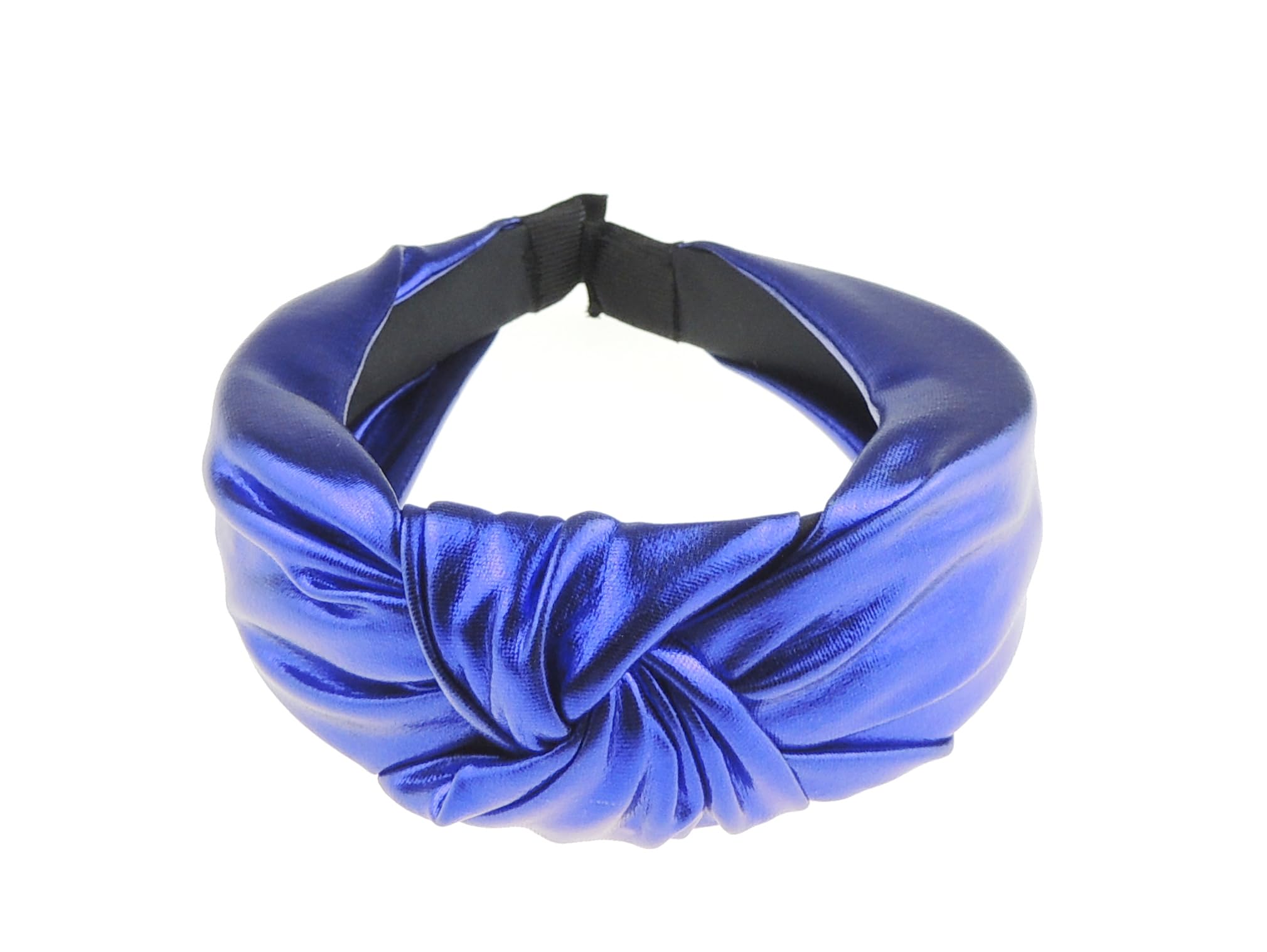 Womens Girls Evening Fancy Metallic Fabric Knot Twist Twisted Turban Wide Thick Formal Fancy Dress Headband Alice Band Hair Accessories Hairband Christmas Wedding Bridesmaid Party (Royal Blue)
