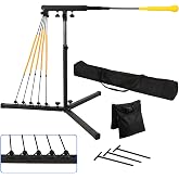 Wiseek Batting Swing Trainer. 31-43 in Adjustable Baseball Hitting Trainer with 5 Power Band System, 3 Ground Nails, Sandbag, Carry Bag.Baseball Training Equipment for All Ages Improve Swing Skills