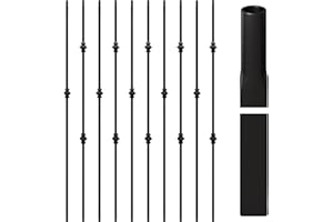 Sidasu 10-Pack Black Iron Balusters Hollow Double Knuckle and Single Knuckle Stair Spindles 1/2 Inch Square Metal Staircase Balusters for Interior Railing