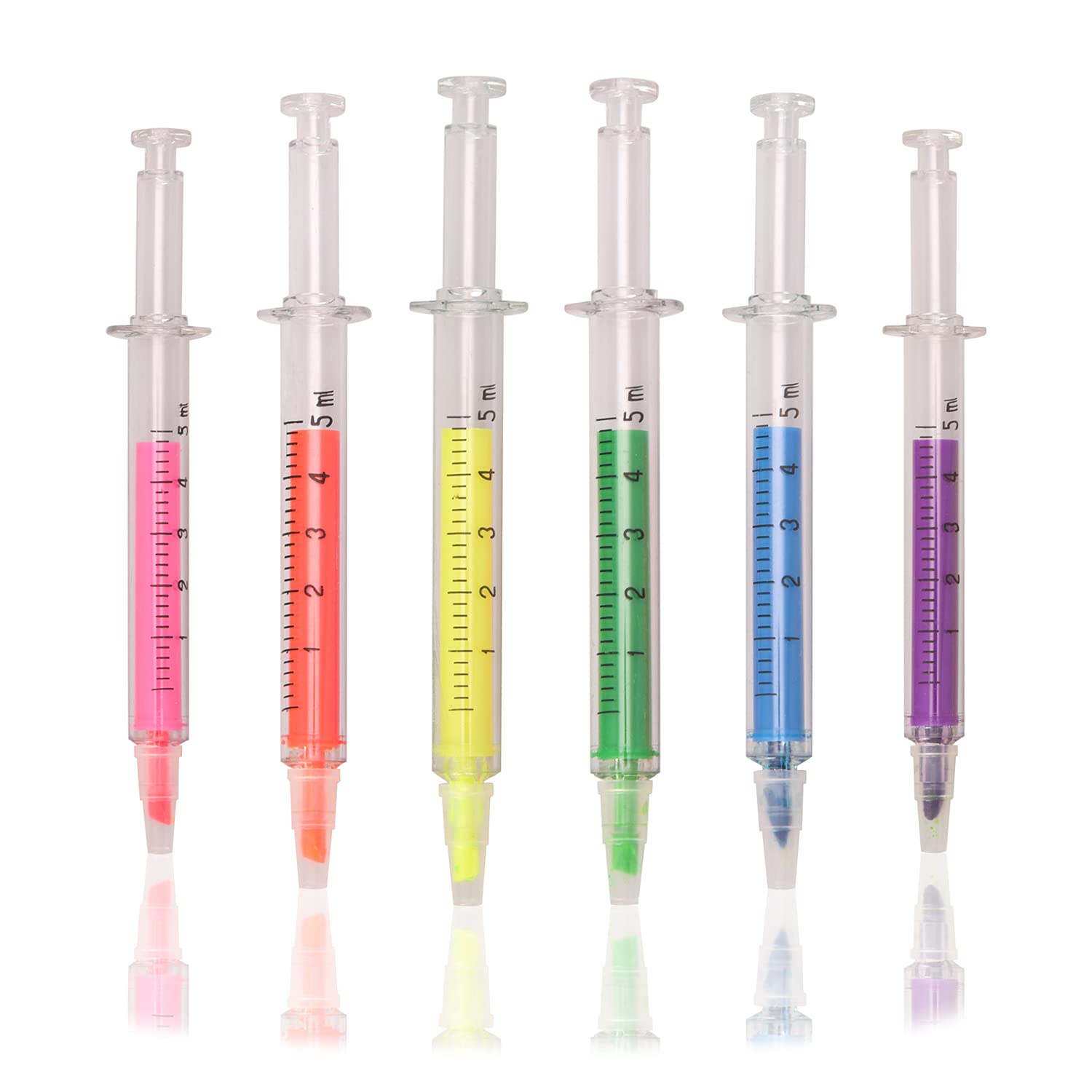 Euvoym 6 PCS Novelty Syringe Pens Nurse Syringe Highlighter Pens Injection Pen Syringe Pen for Office School Home (6)