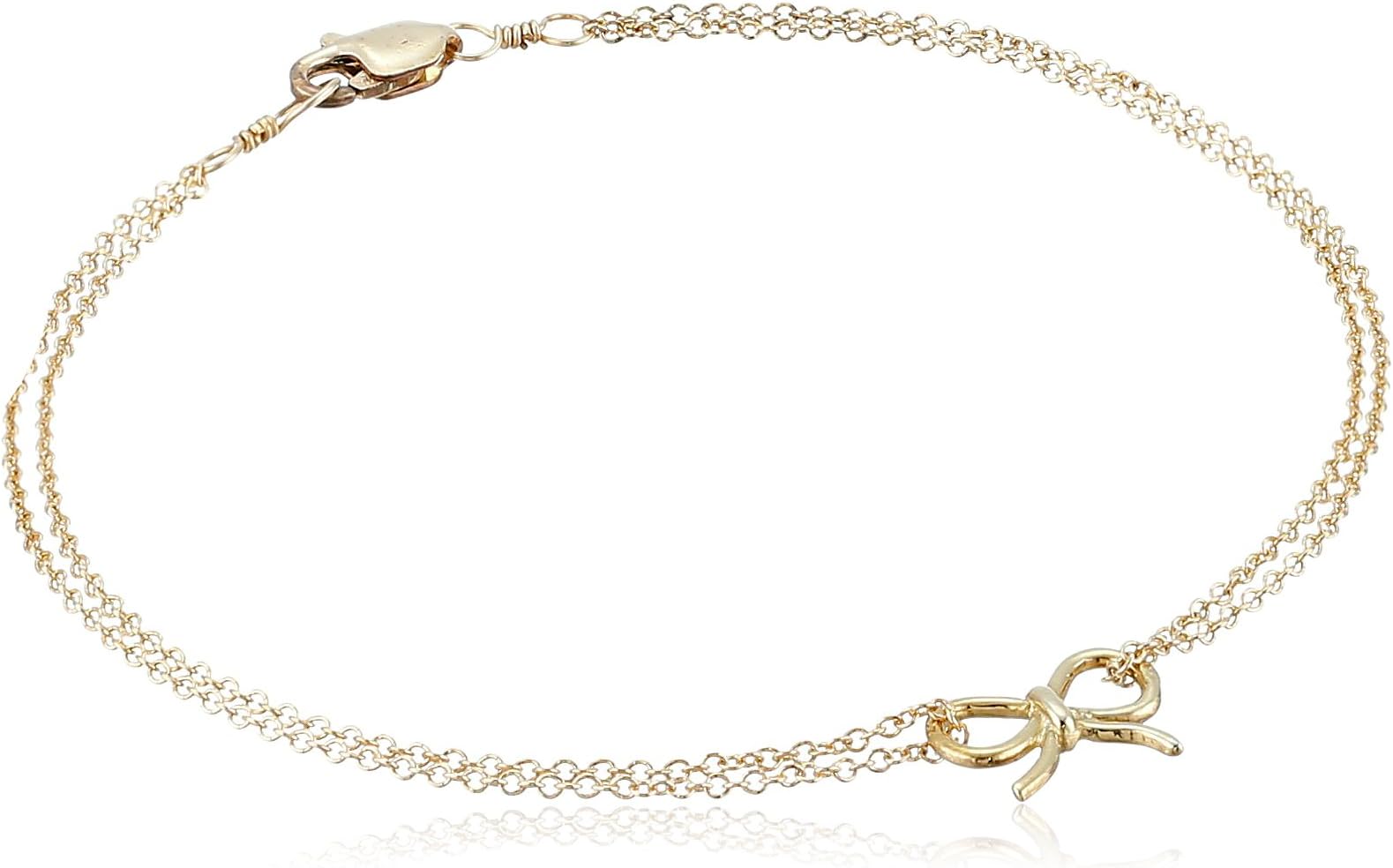 Adina Reyter Yellow Gold-Plated Sterling Silver Tiny Bow Bracelet, 7''