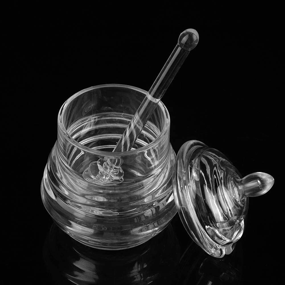 Honey Jars, 245ml Transparent Beehive-shaped Honey Pot with Dipper Stick Honey Jars with Lids for Storing and Dispensing Honey Syrup Dispenser