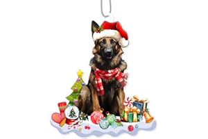 GENANY Cute 2-Sided Printed German Shepherd Dog Christmas Ornaments 2023, Dog Ornaments for Christmas Tree, Christmas Ornaments 2023, Dog Christmas Ornaments, Dog Christmas Decorations for Tree