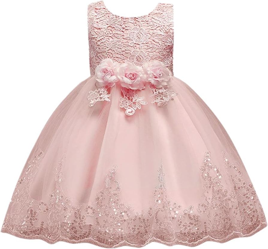 Moonker Gils Dress,Floral Baby Girl Princess Bridesmaid Pageant Gown Birthday Party Wedding Dress 2-8T