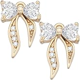 Beebeecraft 1 Box 8Pcs Cubic Zirconia Bowknot Charms 18K Gold Plated Brass Bow Dangle Pendants Charm with Loop for Jewellery Making DIY Craft Supplies (9x13x3mm)