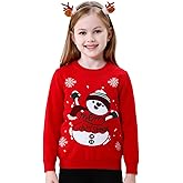 ILAVSUN Girls Ugly Christmas Sweater Kids Boys Knitted Snowman Reindeer Xmas Holiday Pullover Sweater 2-9 Years Old