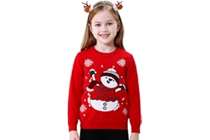 ILAVSUN Girls Ugly Christmas Sweater Kids Boys Knitted Snowman Reindeer Xmas Holiday Pullover Sweater 2-9 Years Old