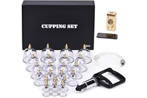 MUCHOO Cupping Set Professional Chinese Acupoint Cupping Therapy Sets Portable, Suction Hijama Cupping Set with Vacuum Magnetic Pump Cellulite Cupping Massage Kit 22-Cup