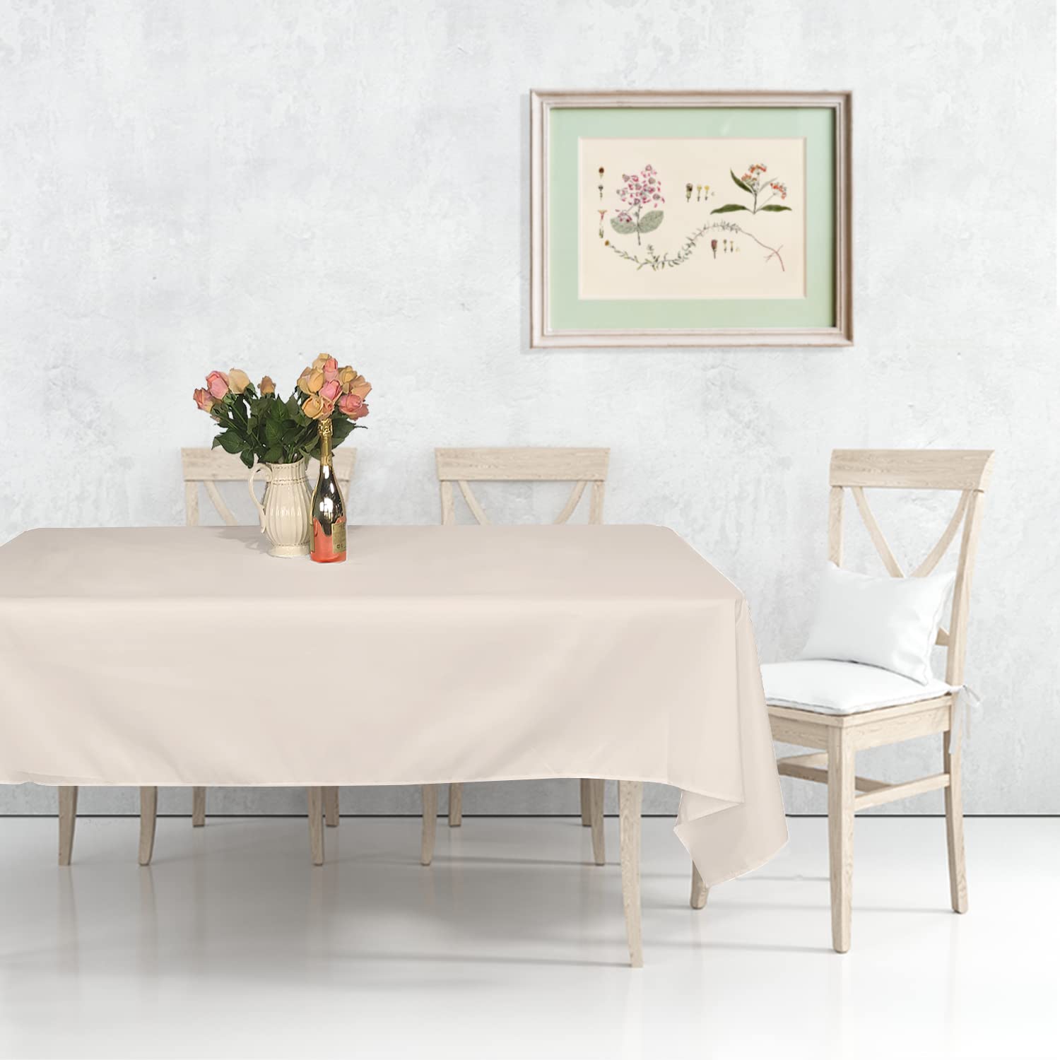 Covering All Occasions Tablecloth, 7, Polyester, Rectangle - 70" x 144" - Ivory - 1pc
