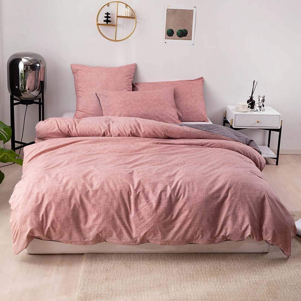 Nitwy Bed Linen Pink 135 x 200 cm 4Piece Dusky Pink Grey Anthracite