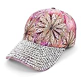 Rhinestone Bling Embellished Pink Flower Baseball Cap