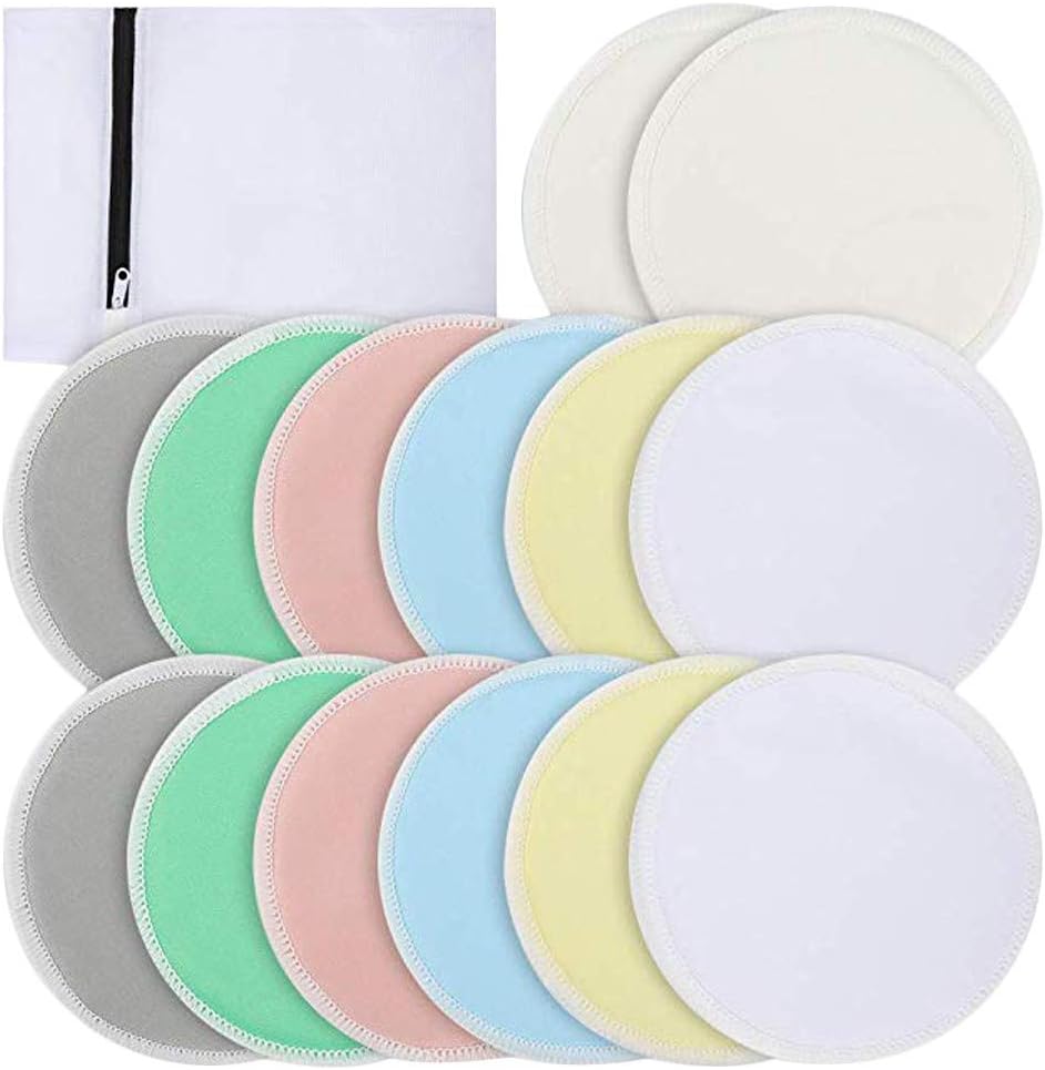 Samury Reusable Bamboo Nursing Pads, Reusable Organic Bamboo Breast Pads with Laundry Bag, Organic Bamboo Nursing Breast Pads(14 Pack)