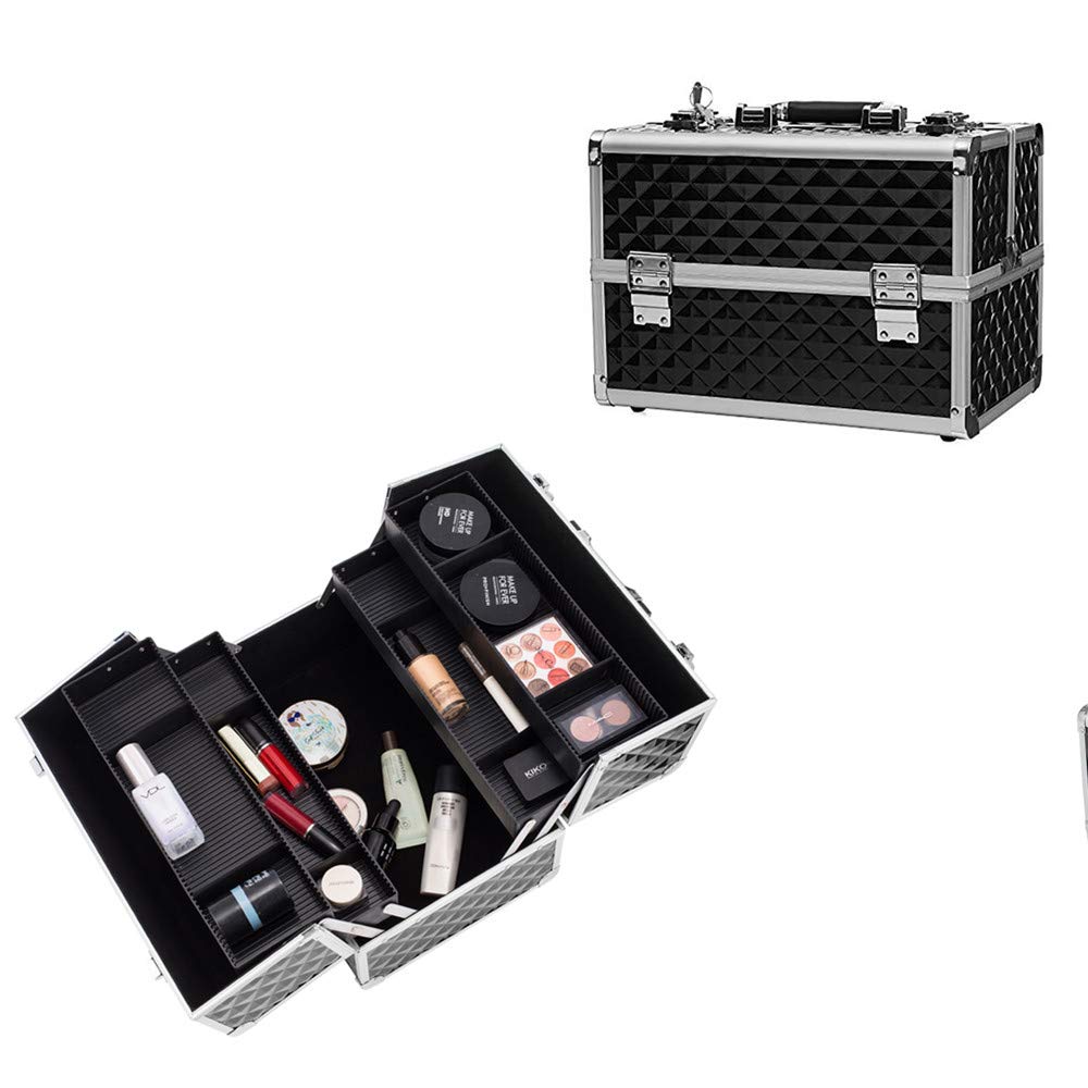 YYAO Aluminum Makeup Train Case Lockable Professional Cosmetic Box Large Make Up