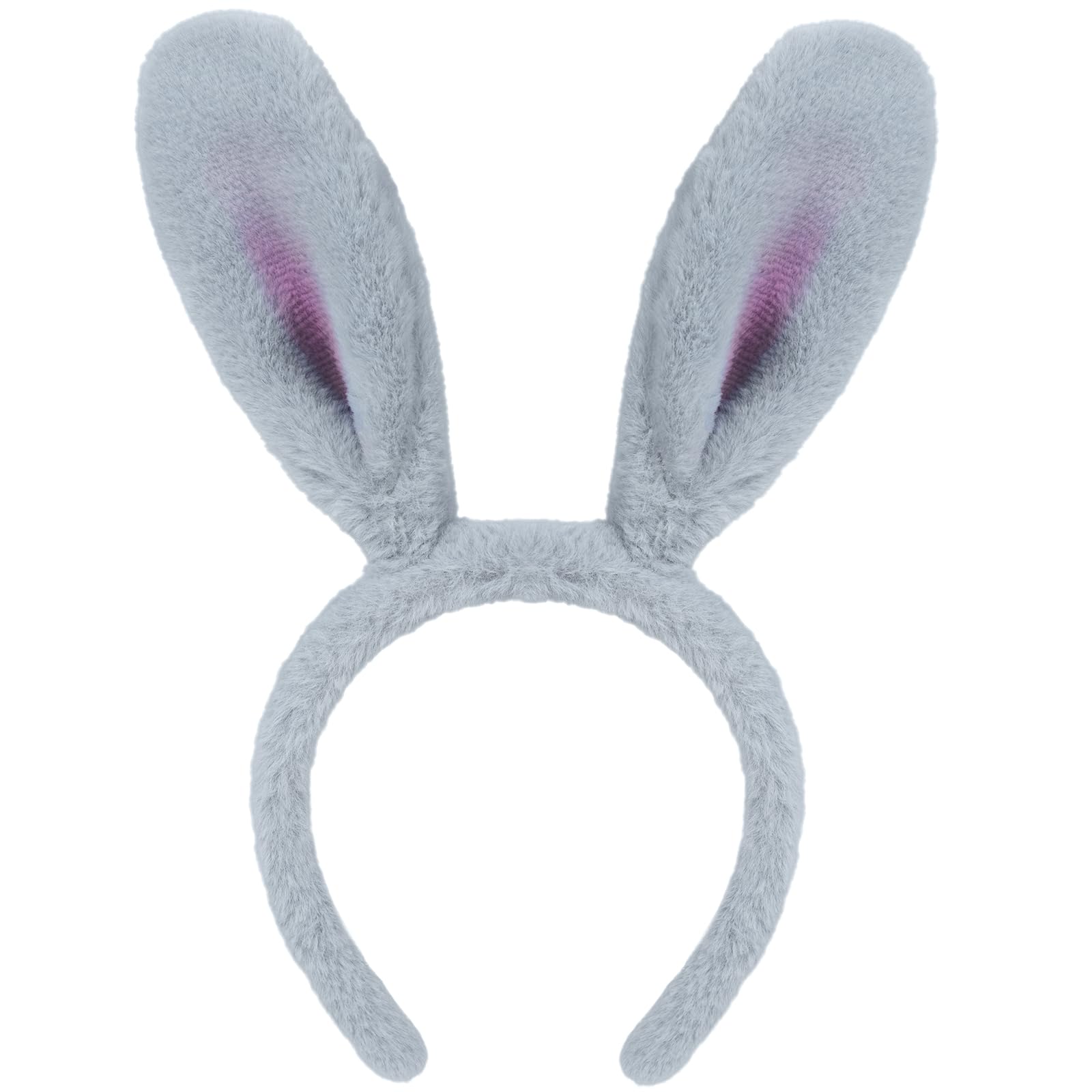 SIOTMERA Grey Bunny Ears Headband, Fluffy Bendable Rabbit Ears Hairband for Adults, Realistic Bunny Costume Accessories for Halloween, Easter, Christmas, World Book Day, Cosplay Fancy Dress Party