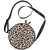 Animal Fur Print Round Black Crossbody Bags for Womens Trendy with Adjustable Strap Small Shoulder Bags Walk the dog Canvas Messenger Purse