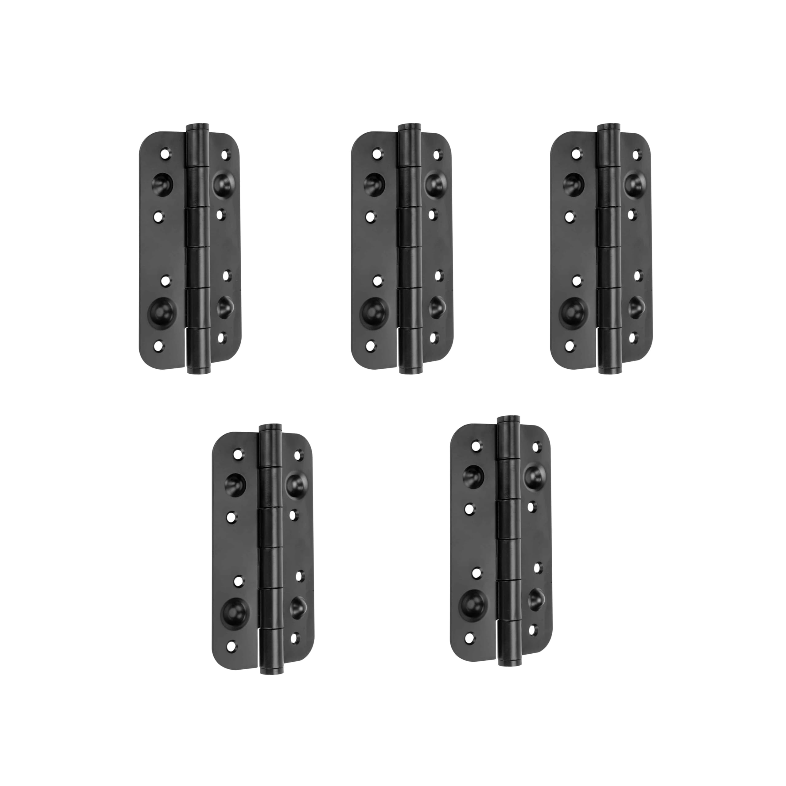 Emuca - Set of 5 Security Door Hinges, 150x80mm (5,9x3,14 inch), Anti-Leverage Hinges with Rounded Edges, Without Trimming, Steel, Black — image 1