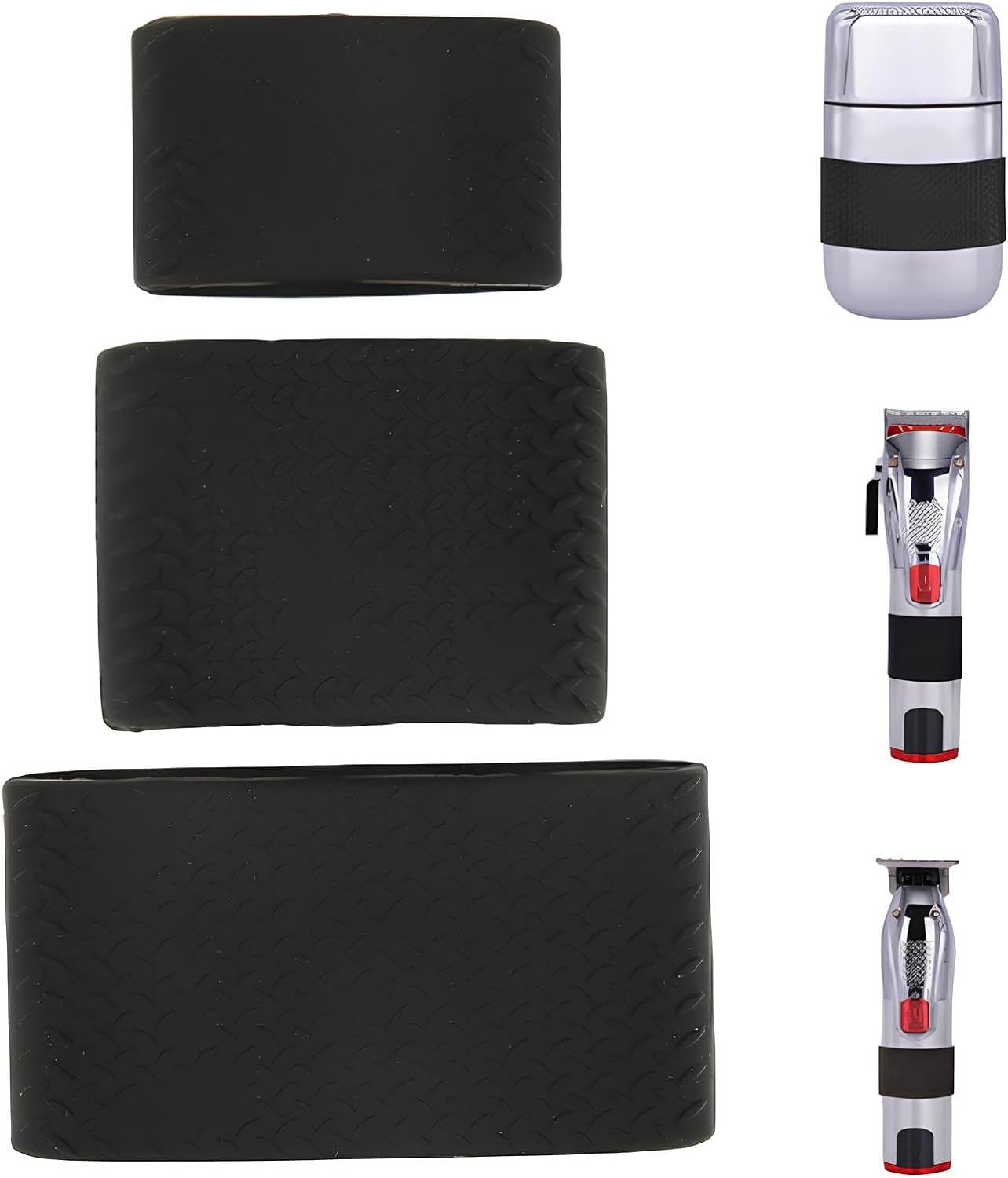 3Pcs Black Non-Slip Clipper Grip Hair Clips Silicone Cover Barber Sleeve Heat Resistant for Hair Clipper Hair Mat