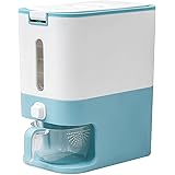 Qiveno Rice Storage Container 26.5lb Large Automatic Food Dispenser Household Rice Bucket Food Grain Corn Soybean Storage Bin