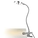 Clip on Light, Clamp Lamp, Reading Light, Aulola&reg; 7W LED Clip On Book Light for Reading in Bed, 2 Lighting Color, Clamp Light for Bed Headboard and Desk(Silver)