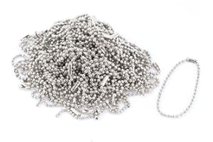 uxcell Ball Bead Link Chain with Connector Holders Roll for ID Badge Tag Key Chain Adjustable 6 Inch Long 2.4mm Bead Dia, 100