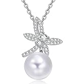 Pearl Necklace for Women 925 Sterling Silver Dragonfly Necklace Dainty Freshwater Pearl Jewelry Gifts
