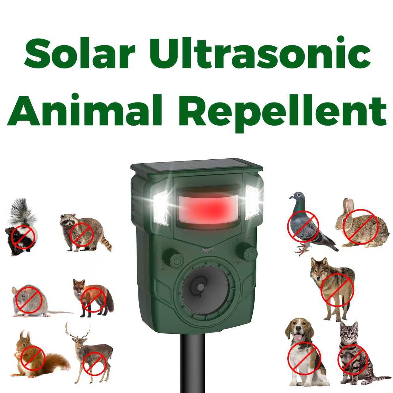 Photo 1 of Ultrasonic Animal Repellent Outdoor – Motion Activated Deer, Squirrel, Cat, Raccoon, Dog & Bird Deterrent with Multi-Frequency LED Strobe & Ultrasonic Sweep for Yard, Garden, Farm2025 Upgraded Solar