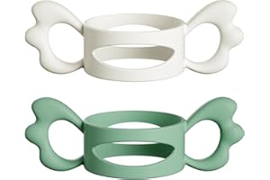 FAREVER Baby Bottle Handles, Easy Grip Bottle,Silicone Wide-Neck Bottle Handle, Outer Diameter Over 6cm for Bottle White Green (2 Pack)
