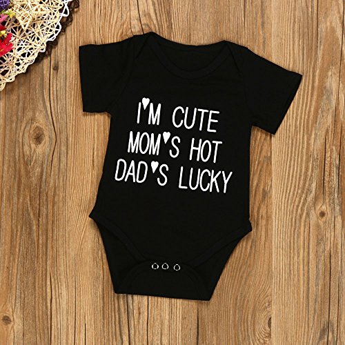 â¤ï¸ï¸ Mealeaf â¤ï¸ï¸ Newborn Infant Baby Boy Girl Short Sleeve Letter Print Romper Jumpsuit Clothes 3-18 Month Black