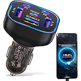 6 in 1 Multi Port USB C Car Charger Adapter PD 30W 6 Ports Super Fast Charging Cigarette Lighter Adapter 2 USB-C for MacBook iPhone 16/15/14/13/12 Galaxy Android Phones