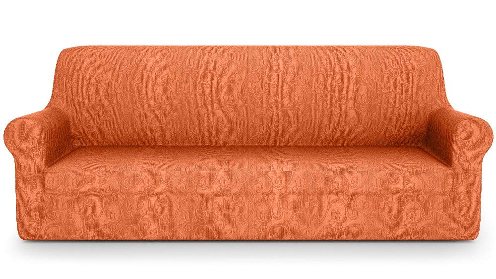 PETTI Artigiani Italiani Elastic Cover, Elegant Sofa Slipcover, 100% Made in Italy, Fabric, Orange, 2 Seater/LoveSeat