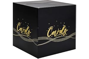 FALIZIFU Black and Gold Card Box for Party 9.8 x 9.8 x 9.8 Inch Large Gift Card Box Holder for Wedding Birthday Baby Shower Retirement Graduation Party Decorations