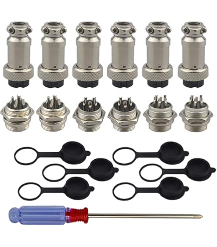 MECCANIXITY Lot De 2 Connecteurs Aviation 16 Mm 3 Bornes 7 A 400 V GX16 étanches Mâles Femelles Avec Couvercle De Prise