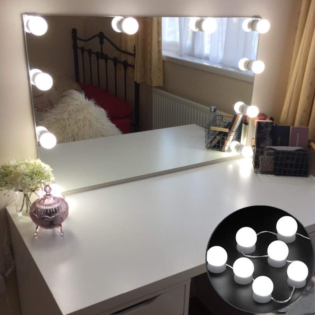 Led Vanity Mirror Lights Hollywood Style Mirror Lights 13 1ft Usb Power Supply Plug With 10 Dimmable Led Bulbs For Makeup Vanity Dressing Table Mirror Bath Mirror Lamps Bathroom Lighting