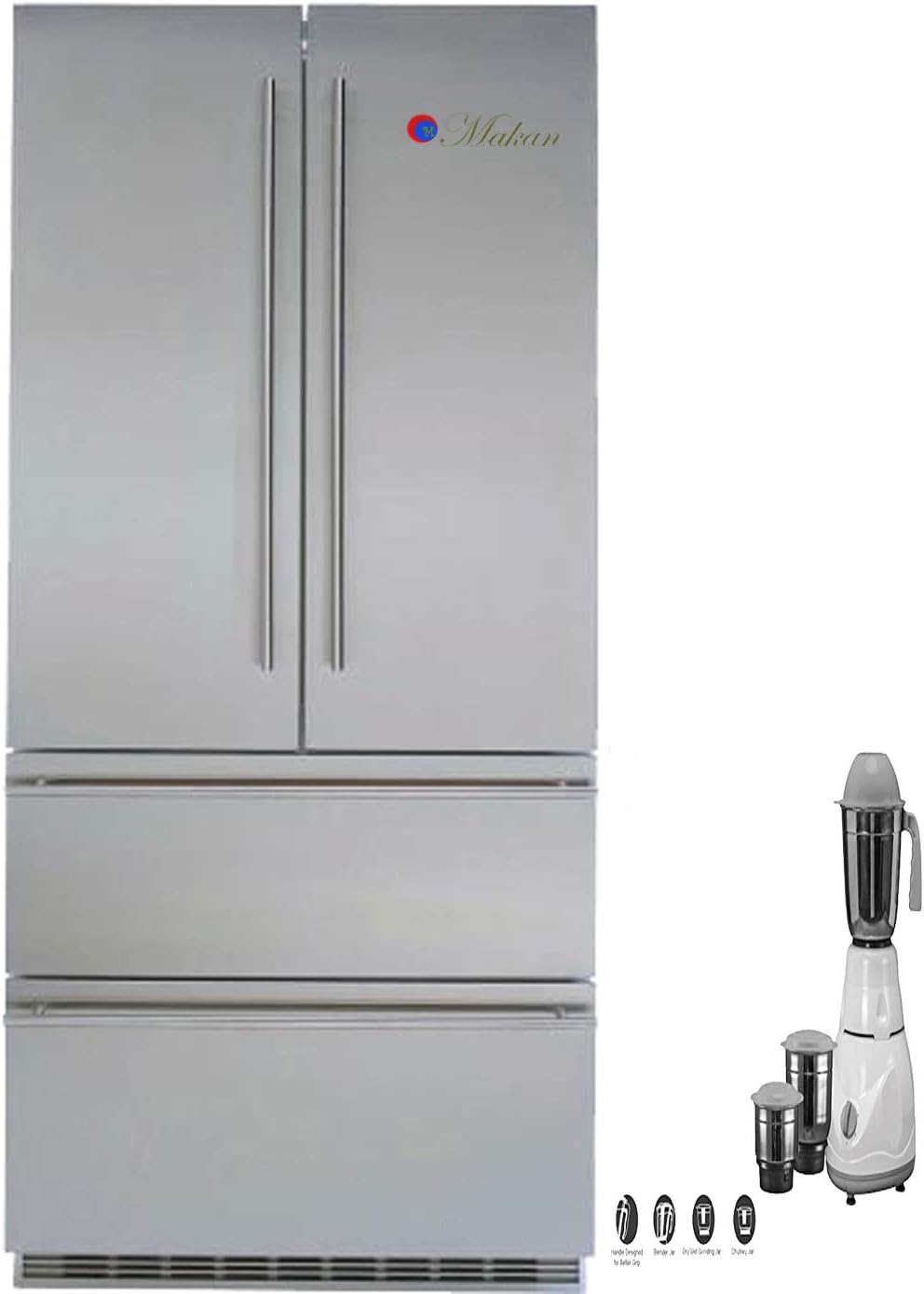 Makan 36" Grey Fridge, Refrigerator & Freezer with Use of Low Energy