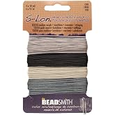 The Beadsmith S-Lon Bead Cord &ndash; .5 mm Twisted Nylon Cord for Stringing, TEX210, Cool Neutrals Mix, 4 Colors, 10 Yards Each Color